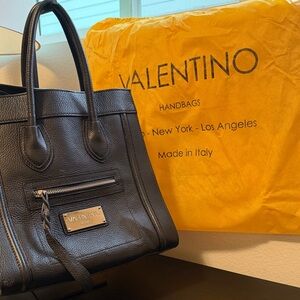 Valentino Black Leather Tote Bag